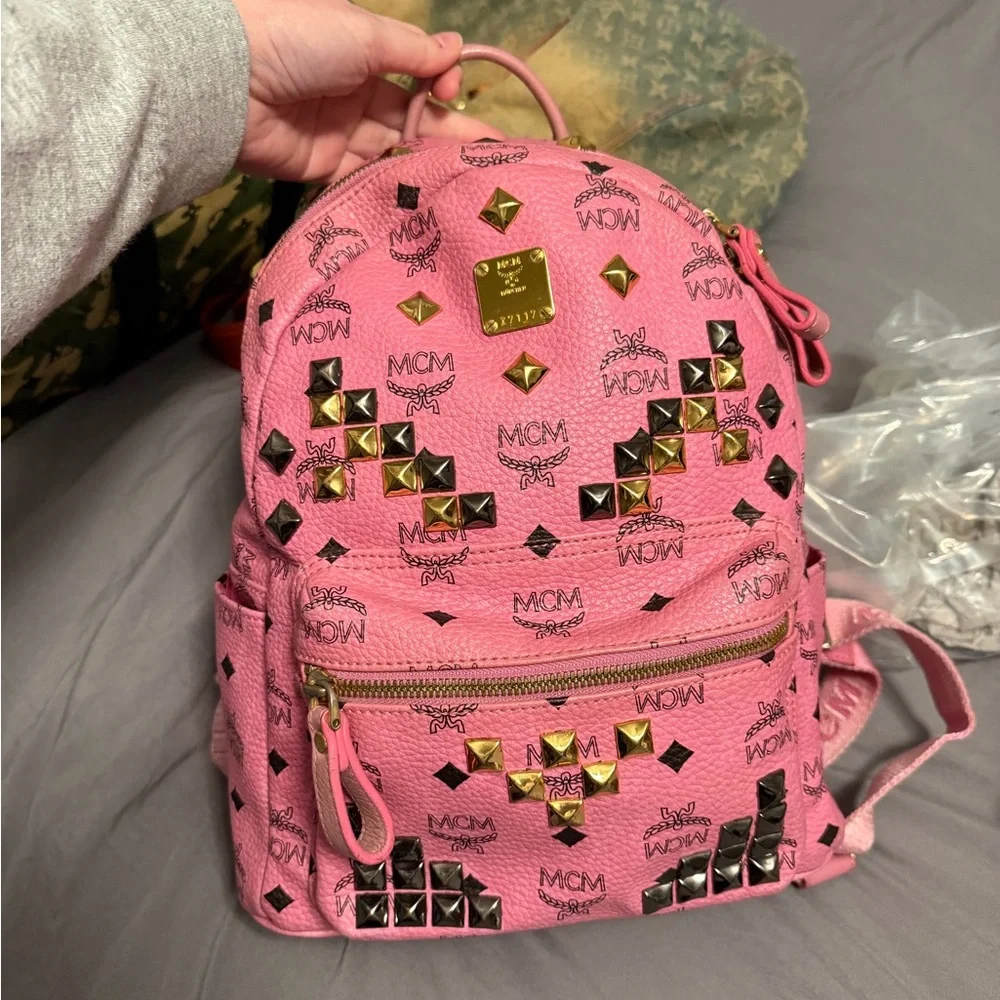MCM Pink Visteris Backpack 12” - Picture 1 of 16